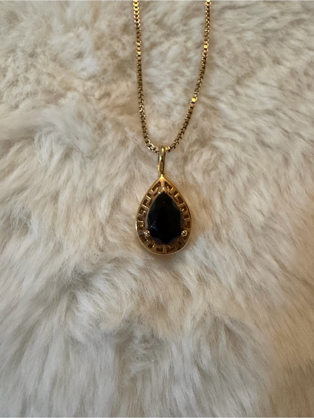 Avon Gold-Tone Necklace with Black Teardrop Pendant